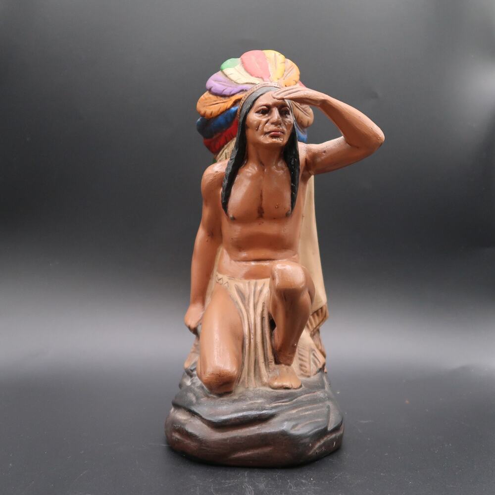 Holland Mold Native American Indian Statue Figurine Ceramic 9 in Vintage